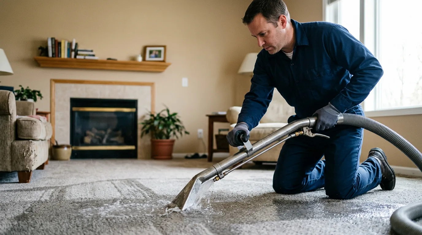 Water damage restoration technician working near Iaeger, WV